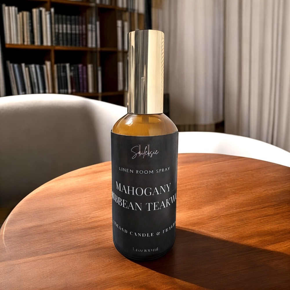 Mahogany Caribbean Teakwood Linen & Room Spray | Luxury Home Fragrance | 3.4oz - Picture 2 of 9
